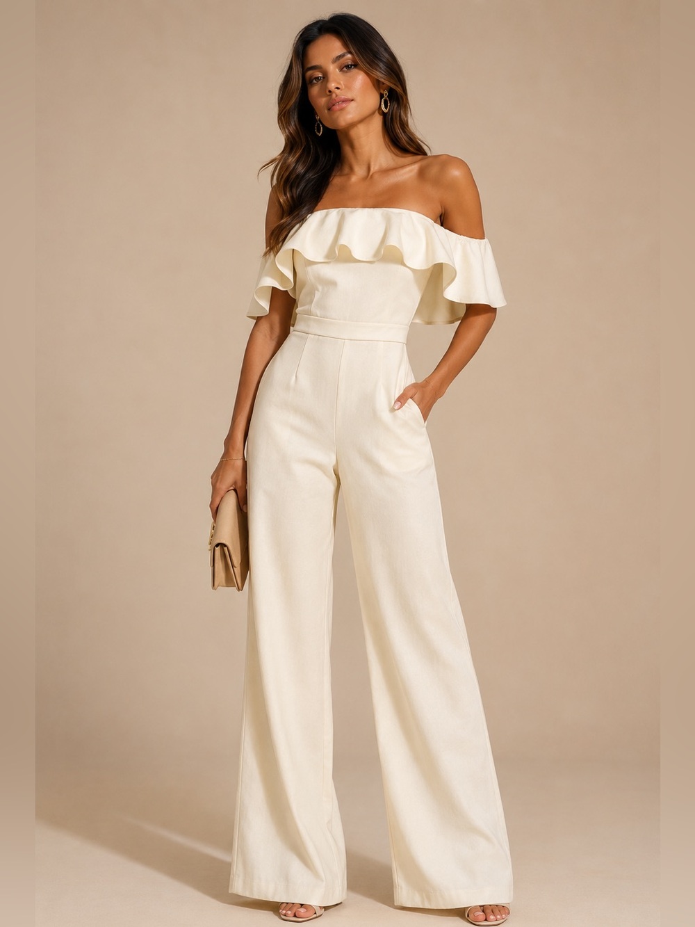 JAY GODFREY Biondi Off the Shoulder JUMPSUIT $495 SIZE 2 IVORY NORDSTROM NWOT
